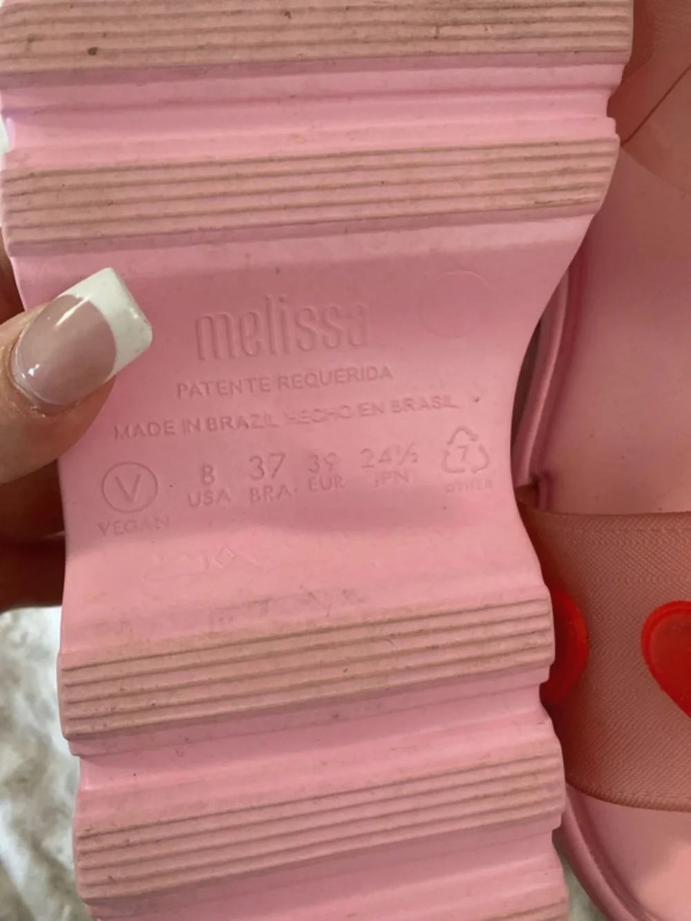 Melissa Pink Platform Sandals with Red Heart Accents